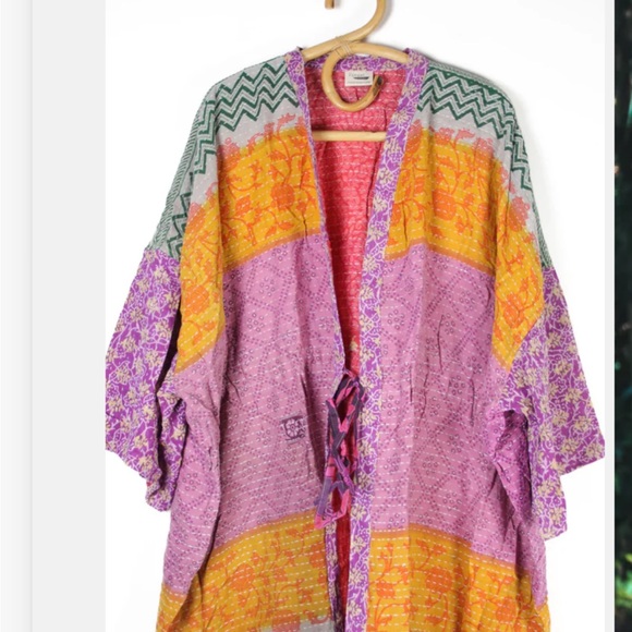 renew vintage Other - Bohemian Lavender & Yellow Patchwork Kimono Jacket